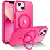 BENTOBEN for Magnetic iPhone 13 Case, Phone Case iPhone 14[Compatible with MagSafe] Rotatable Ring Holder Kickstand Design Shockproof Women Men Girls Boys Protective Cover, Hot Pink