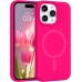 BENTOBEN for Magnetic iPhone 15 Pro Max Case, Phone Case iPhone 15 Pro Max [Compatible with Magsafe] Slim Fit Silicone Soft Rubber Bumper Shockproof Drop Protective Girls Women Boy Men Cover, Hot Pink