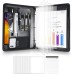 ProCase Portfolio 3 Ring Padfolio Folder Organizer, PU Leather Business Planner A4 Notepad Zipper File Binder Clipboard Removable Document Sleeve for Resume Interview Meeting -Black
