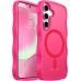 BENTOBEN for Samsung Galaxy S25 Case [Compatible with Magsafe] Cute Curly Wave Frame Translucent Matte Slim Magnetic Phone Case Galaxy S25 Shockproof Women Men Protective Case for Galaxy S25, Hot Pink
